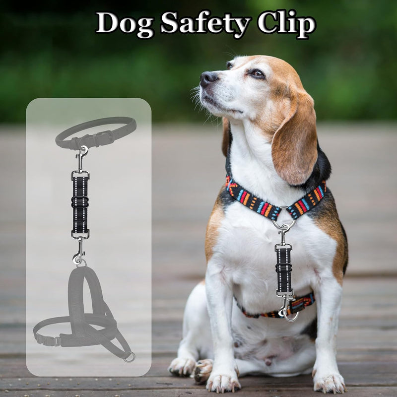 Prong Collar Backup, Adjustable Dog Collar Clip Reflective Safety Clip for Prong Collar Reflective Black - PawsPlanet Australia