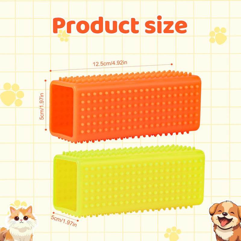 2pcs Silicone Pet Hair Brushes, Convenient Block Roller Cleaner Reusable Pet Hair Carpet Brush Portable Carpet Cleaner Roller for Furnishings Sofa Carpets Couch Bedding (Yellow & Orange) - PawsPlanet Australia