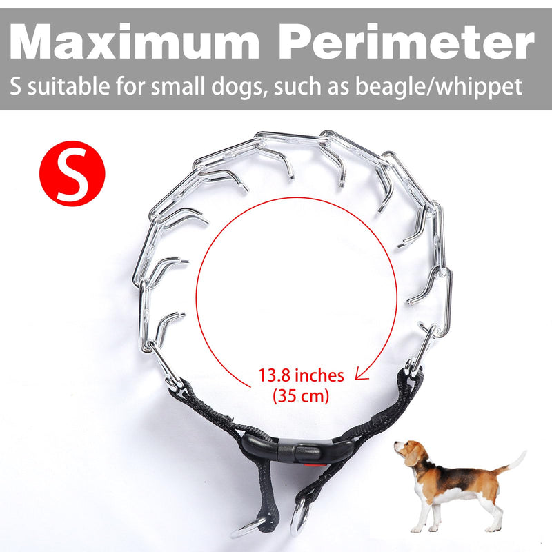 Pinch Collar for Dogs,Adjustable Dog Training Collar for Small Medium Large Dogs with Quick Release Buckle, No Pull Dog Collar Prong(S,10"-13") S (Neck: 10"-13" ) Metallic - PawsPlanet Australia