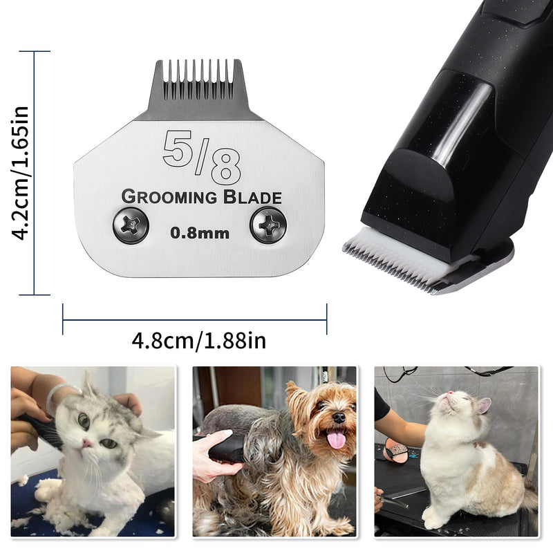 2 Pcs Size 5/8toe Detachable Dog Grooming Blades, Compatible with Andis, Oster A5, Wahl KM10 Series Clippers, Cut Length 0.8mm, Silver (5/8toe 0.8mm, 2 Packs) 5/8Toe-0.8mm, 2Pcs - PawsPlanet Australia