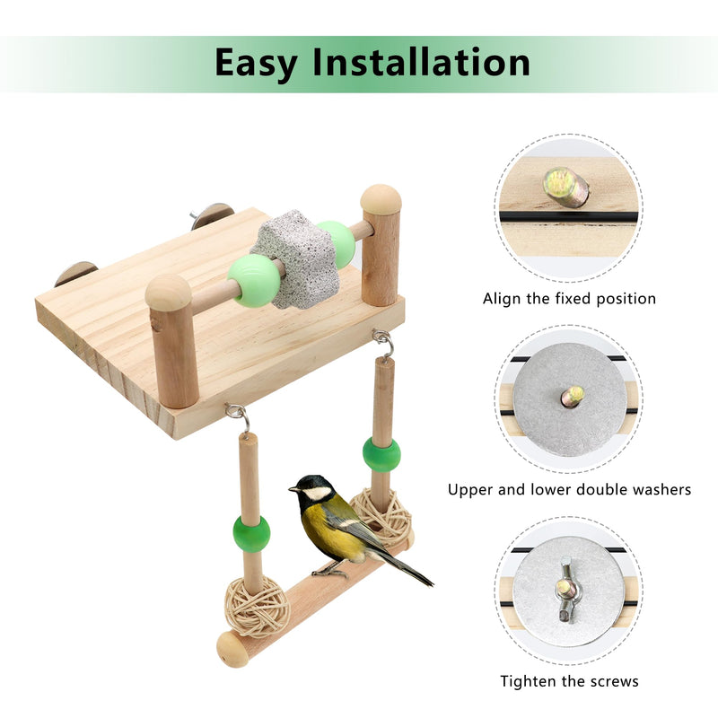 Bird Swing Toy Bird Perches Platform with Beak Grinding Stone Chewing Standing Wooden Hanging Parrot Swings Toys Cage Accessories (Grinding Stone Swing Perch Stand) Grinding Stone Swing - PawsPlanet Australia