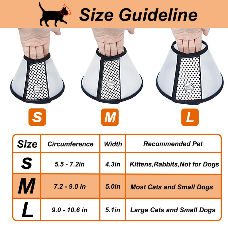 Vivifying Cat Cone, Adjustable Recovery Pet Cone, 8.1 Inches Lightweight Plastic Elizabethan Collar for Cats, Mini Dogs and Rabbits (Black) M（Neck: 7.2-9.0 in） - PawsPlanet Australia