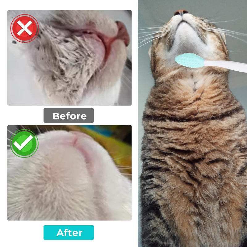 4Pcs Cat Acne Chin Treatment, Black Seed Brush Soft Silicone Cat Grooming Scraper Brush, for Cats Chin Acne & Blackhead Exfoliation, Double-sided Cat Brush 4Pcs - PawsPlanet Australia