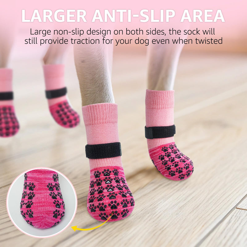 SCENEREAL Dog Socks to Prevent Licking Paws for Hardwood Floors Anti Slip, Dog Grippy Socks Shoes for Senior Small to Large Dogs, Dog Boots & Paw Protectors for Hot/Cold Scratching Pavement XS(Paw width 1.8") Pink - PawsPlanet Australia