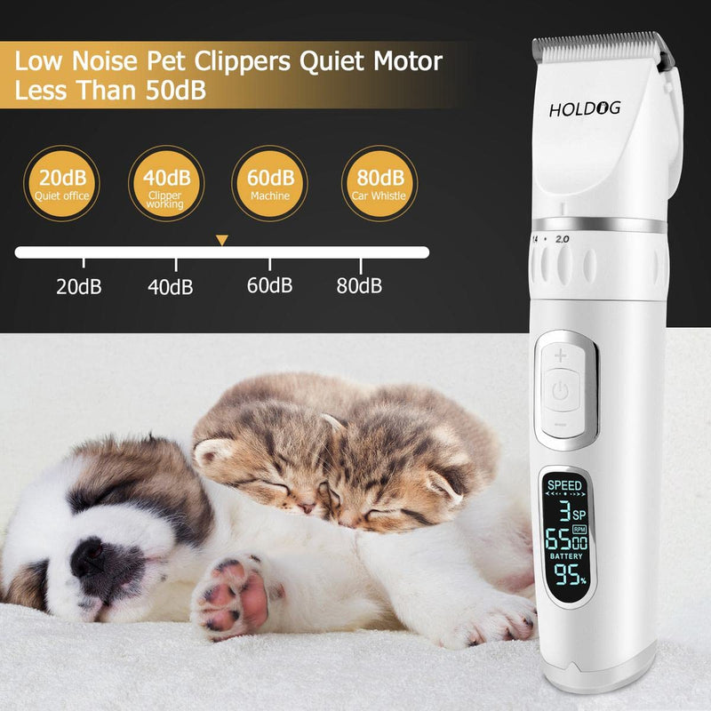 Dog Clippers Professional Heavy Duty Dog Grooming Clipper 3-Speed Low Noise High Power Rechargeable Cordless Pet Grooming Tools for Small & Large Dogs Cats Pets with Thick & Heavy Coats - PawsPlanet Australia