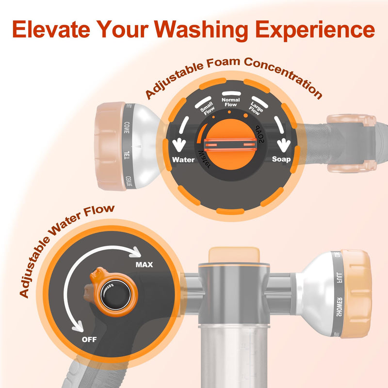 Dog Shower Attachment,Upgrade 8-in-1 Mode Dog Washing Hose Attachment with 3.5oz 100cc Soap Dispenser, Replacement Hose Adapter for Pet Washing Irrigated Lawn Patio Car Cleaning - PawsPlanet Australia