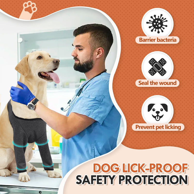 Dog Elbow Protector for Calluses, Dog Joint Recovery Sleeve for Prevent Licking Wound, Elbow Sleeves with Mesh Pad for Medium Large Dogs_2XL(Chest:64-75cm/26-30in) 2XL:Chest:64-75cm/26-30in Dark Grey