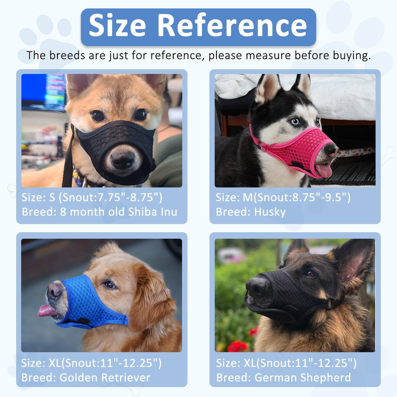 LUCKYPAW Dog Muzzle, Soft Dog Muzzles for Large Medium Small Dogs to Prevent Biting Chewing Certain Barking with Ring and Adjustable Strap for Vet Visit Training (Black, L) Black - PawsPlanet Australia