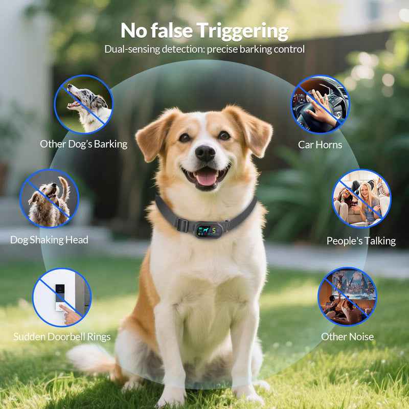 Dog Bark Collar, Waterproof Rechargeable Shock Collar for Small Dogs, Smart Training Collar with 5 Sensitivity Levels and 4 Adjustable Beep Vibration Safe Shock Modes - PawsPlanet Australia