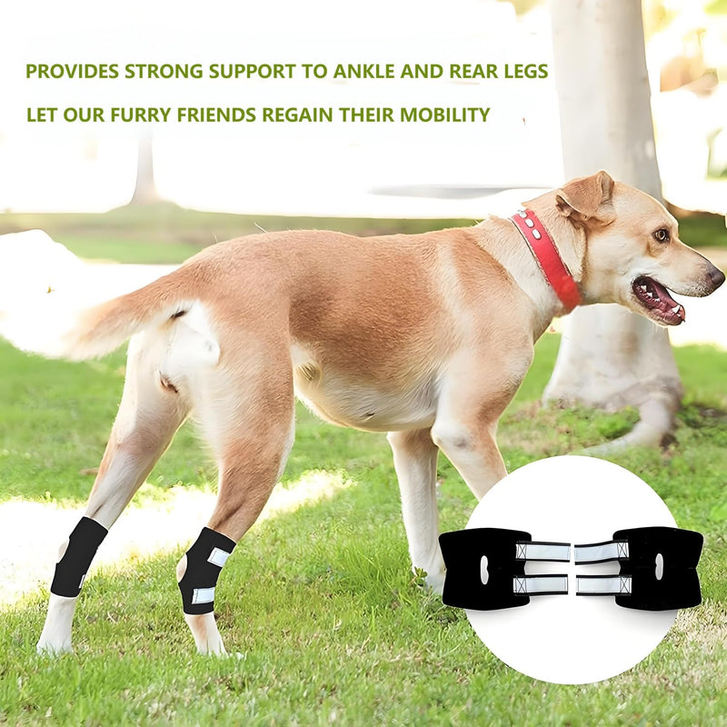 1 Pair Dog Hock Brace Canine Rear Leg Ankle Support with Safety Reflective Straps for Hind Leg Wounds Heal and Injuries and Sprains from Arthritis (XS) XS