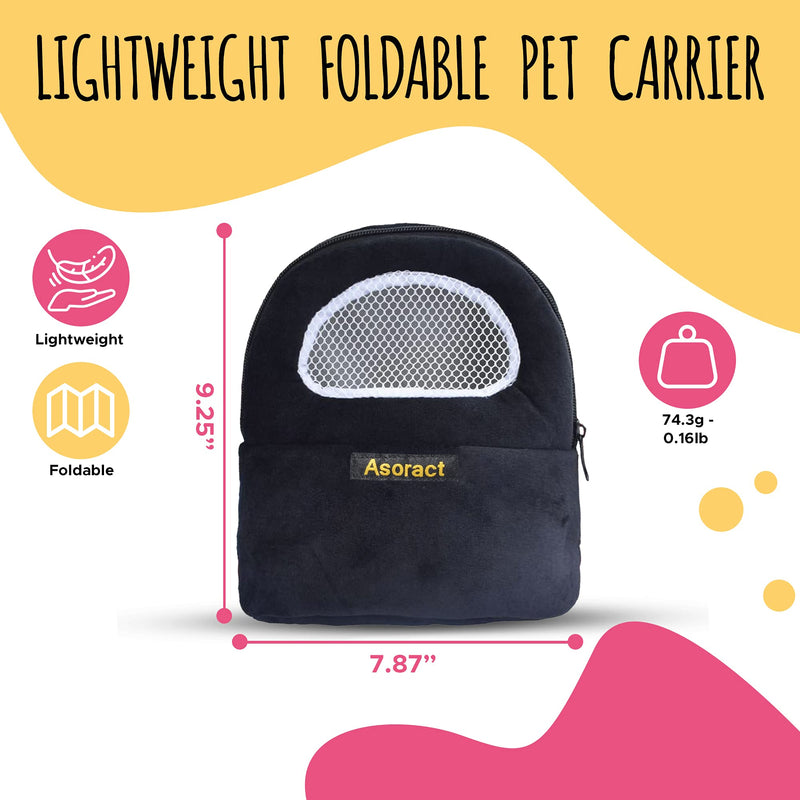 Hamster Carrier Bag, Upgraded Small Animal Bonding Soft Hedgehog Pouch Portable Outgoing Travel Bag with Adjustable Strap and Breathable Mesh for Squirrel Mice Sugar Glider Etc (Black, L) Black - PawsPlanet Australia