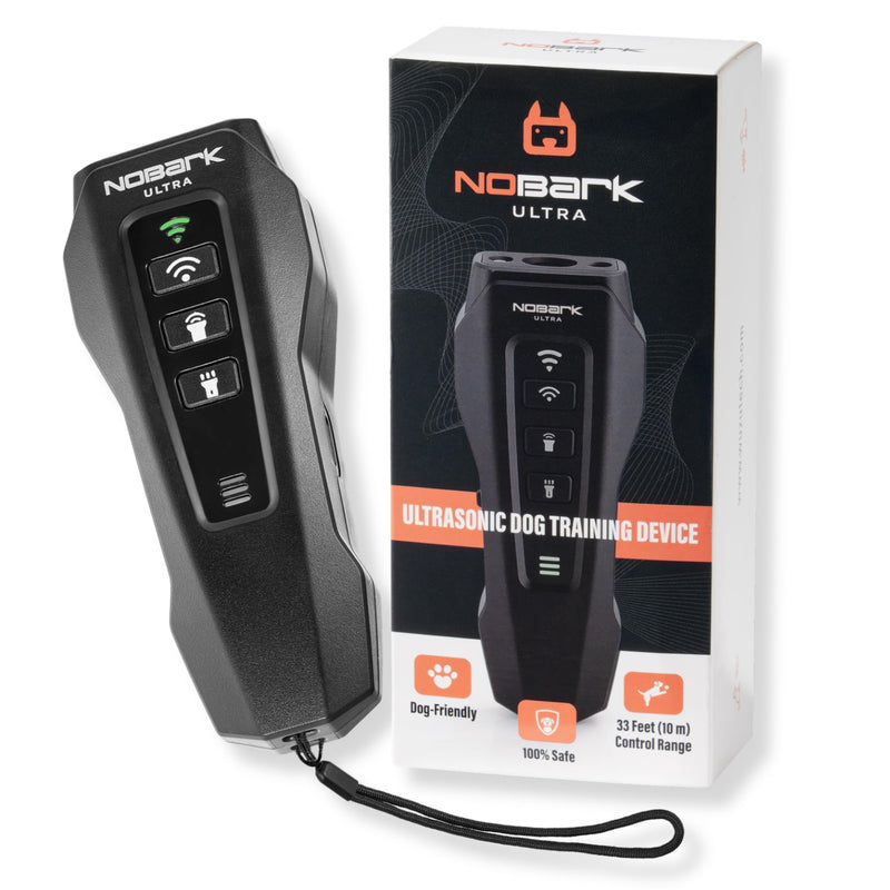 NoBark Ultra Dog Trainer - Rechargeable Ultrasonic Anti Barking Device for Dogs, Bark Deterrent & Outdoor Dog Repellent | Handheld Sonic Dog Training Tool with LED Flashlight & Laser
