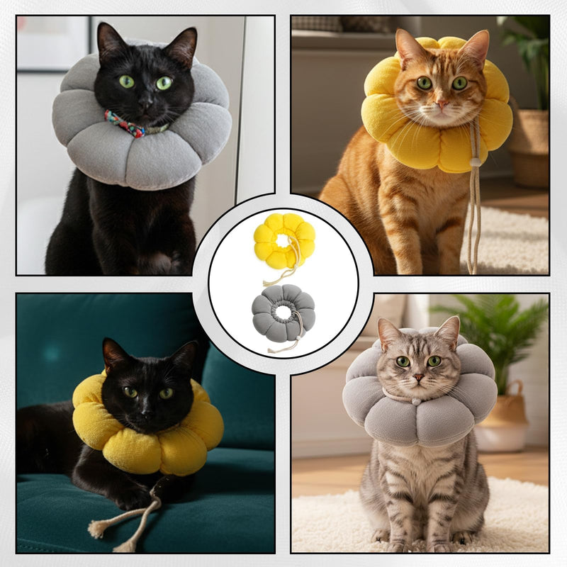 Pack of 2 Cat Neck Collar, Lick Protection, Adjustable Cat Collar, Cat Collar with Comfort Design, Soft Material for Day and Night Use, Lightweight and Breathable for Cats