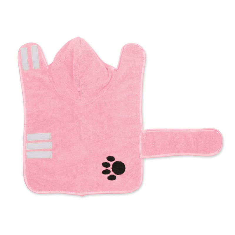 Bone Dry Pet Robe Collection, Embroidered Absorbent Microfiber Bath Robe with Adjustable Closure, for Dogs & Cats, Small, Pink - PawsPlanet Australia
