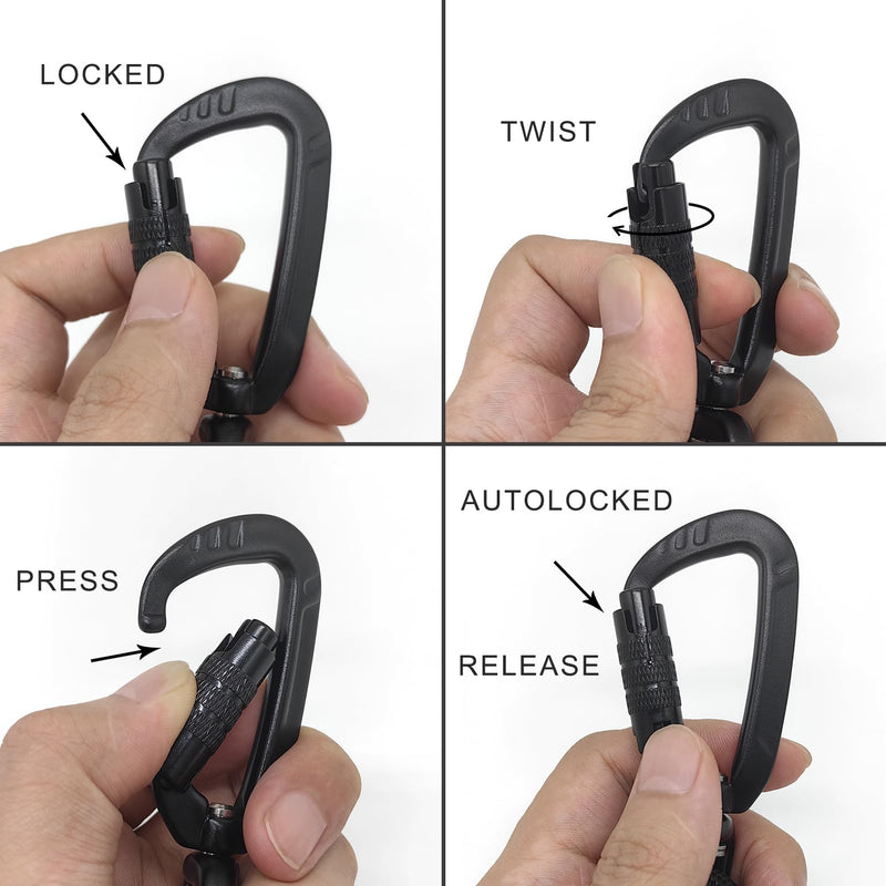 Rope Dog Leash, 6 Foot Heavy Duty Dog Leash with Aviation Aluminum Auto Locking Carabiner, Strong Nylon Pet Lead for Small, Medium, Large Dogs (Black, 6FT) Black - PawsPlanet Australia