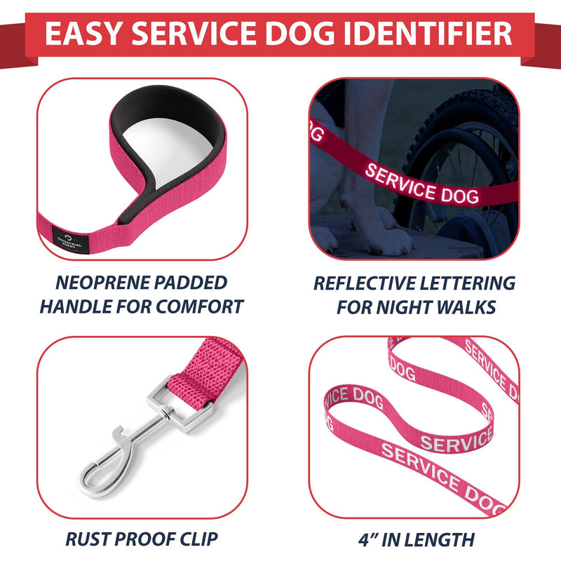 Industrial Puppy Service Dog Vest with Hook and Loop Straps & Matching Service Dog Leash Set - Harnesses from XXS to XXL - Service Dog Harness Features Reflective Patch and Comfortable Mesh Design XXS, Fits Girth 14.5-18" Hot Pink - PawsPlanet Australia