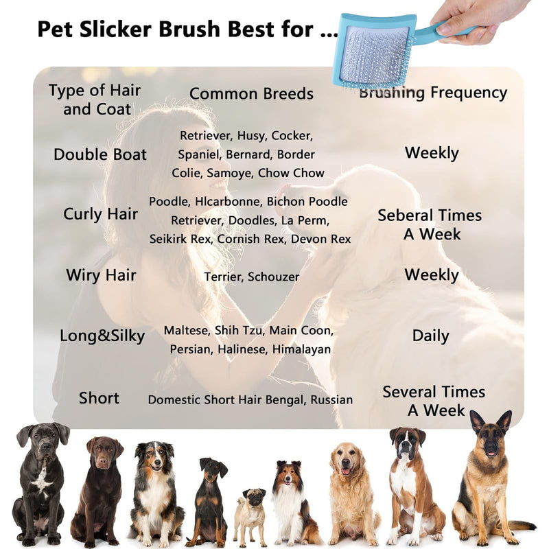 Gently Grooming Slicker Brush with Coated Tips for Long-Haired Dogs-Ergonomic Wooden Handle, Long Pins for Grooming Goldendoodles Poodles Purple