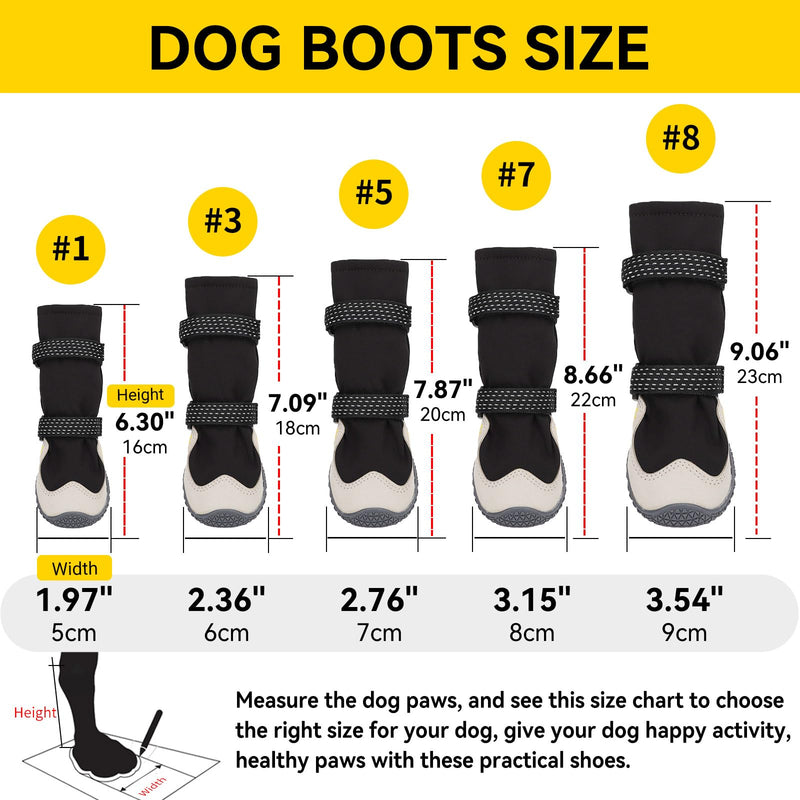 Dog Boots for Small to Large Breed, Waterproof Paw Protectors Anti-Slip Dog Winter Shoes with Adjustable Straps, Size 5