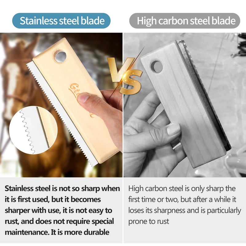 Brush for Shedding - Horse Brush Scraper Shedding Grooming Tool, Dog Undercoat Short Long Hair Brush Comb for Large Pets Horses, Cattle, Cats,Dogs Fur & Dirt,Wooden Handle Stainless Steel Shed Blade - PawsPlanet Australia