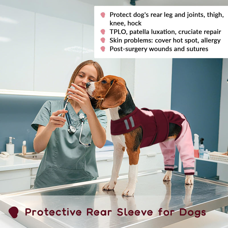 PUMYPOREITY Dog Bodysuit After Op, Dog Bodysuit Male Long Rear Legs Elbow Bandage Dog Rear Legs Surgical Suit Medical Pet Shirt Knee Support Rear Leg (Pink, XS) pink