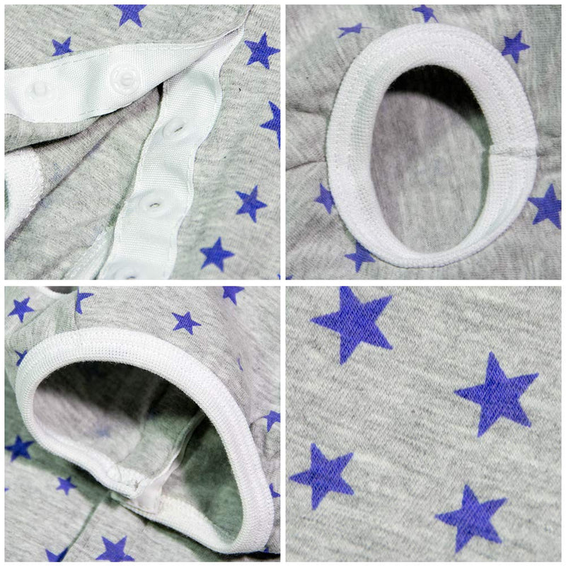 Dog’s Recovery Suit Post Surgery Shirt for Puppy, Wound Protective Clothes for Little Animals(grey stars-s) Small grey stars - PawsPlanet Australia