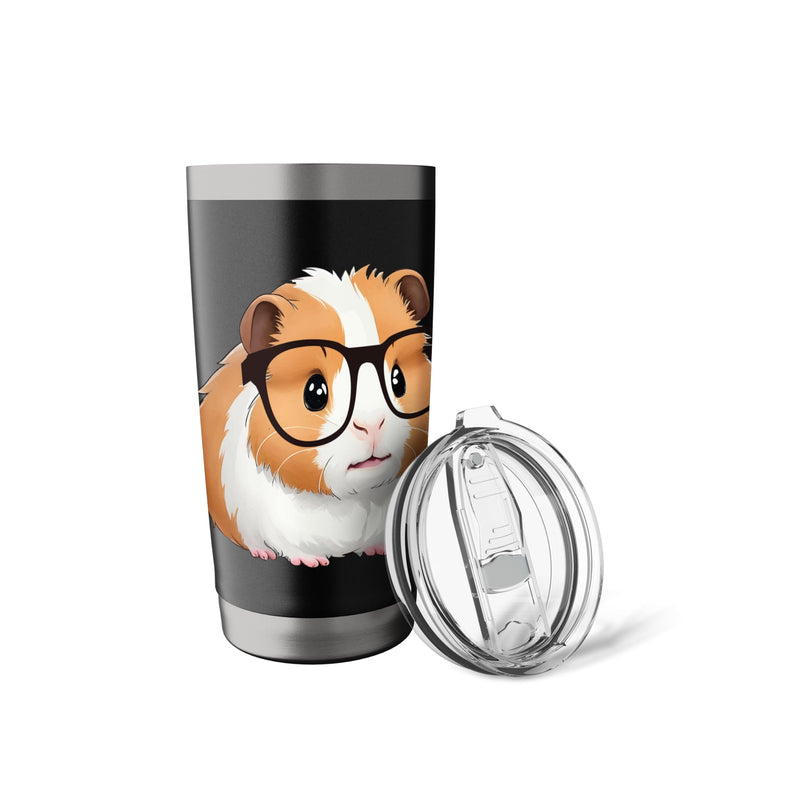 Guinea Pig With Sunglasses - Animal Pet Owner Rodent Lover Stainless Steel Insulated Tumbler Black 20 Ounces - PawsPlanet Australia