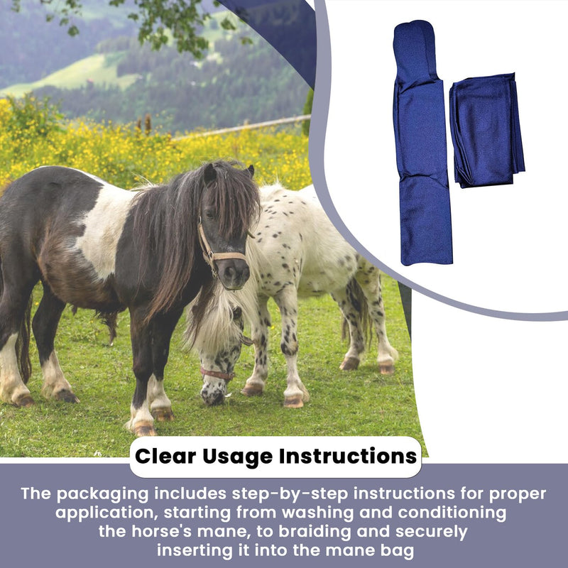 Ranch Hand Horse Mane Bags - Protect Horse's Mane from Wind, Sun, Mud, Preventing Tangles, Rubbing Out, and Breakage | Made with Lycra and Nylon (Dark Blue) Dark Blue - PawsPlanet Australia
