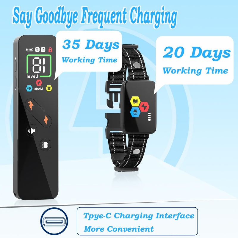Dog Shock Collar with LCD Remote Control Have Beep/Vibration/Secure E-Shock Modes 3300 FT Rechargeable IP67 Waterproof Dog Training Collar for All Dogs - PawsPlanet Australia