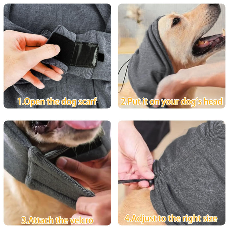 YNR Dog Snood Ear Protector, Noise Protection Calming Hood, Winter Hat, Comfort Dog Ear Muffs, Grey, Size S