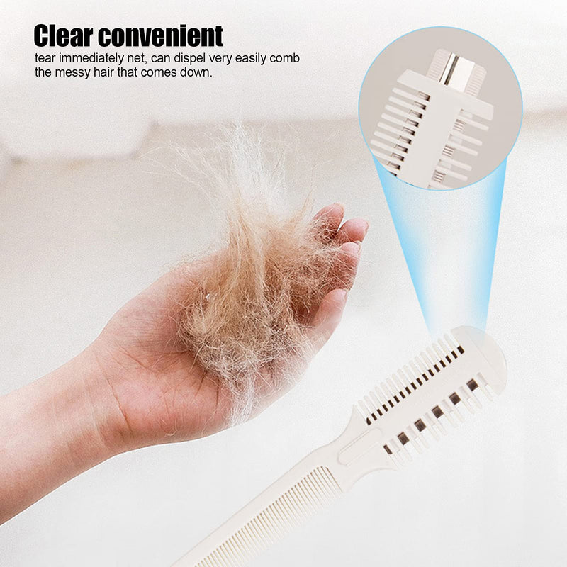 Split End Trimmer, 2 in 1 Hair Thinning Comb with 5Pcs Replacement Blade, Multifunctional Pet Hair Trimmer Comb with Plug Cover for Dogs, Cats, 8.7 x 1.6in, White