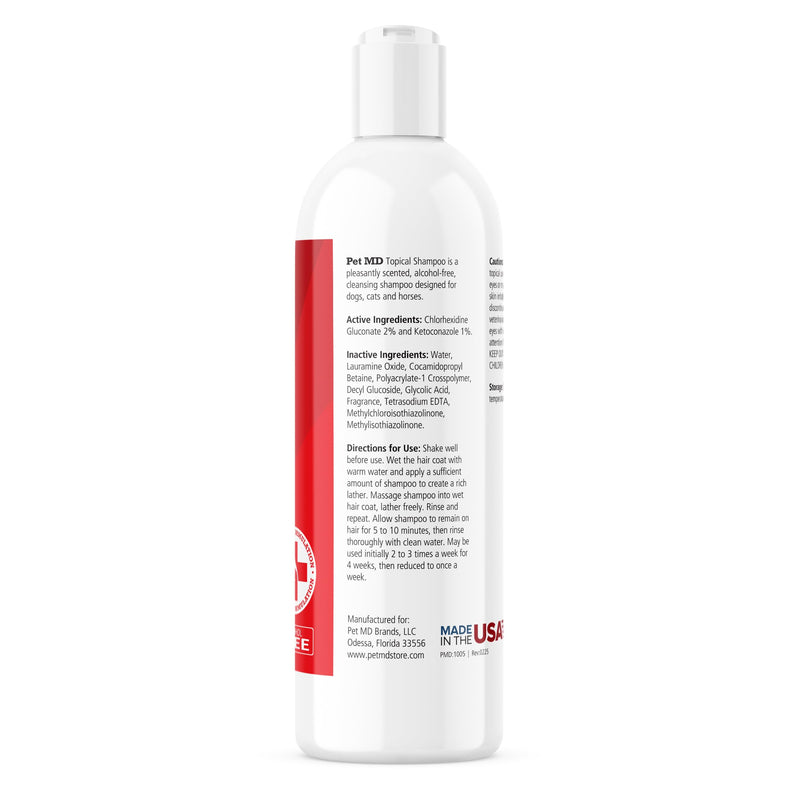 Pet MD Topical Shampoo for Dogs, Cats and Horses - Soap and Paraben Free - 16oz - PawsPlanet Australia