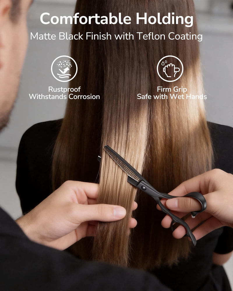 ULG Texturizing Shears – Professional Stainless Steel, 30-Teeth Thinning Scissors, Teflon Coated, Deer Tooth Blades for Precise Thinning and Layering, Ideal for Stylists and Barbers Texturizing Shears-Deer Tooth Blades - PawsPlanet Australia