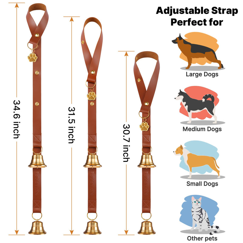 Leather Dog Door Bells for Potty Training, Big Brass Puppy Dog Door Bells Extra Loud for Dogs Training, Housebreaking, Door Knob, Dog Bell to Ring to Go Outside Puppy Pet Supplies Leather One Dog Bell Brown/Leather - PawsPlanet Australia