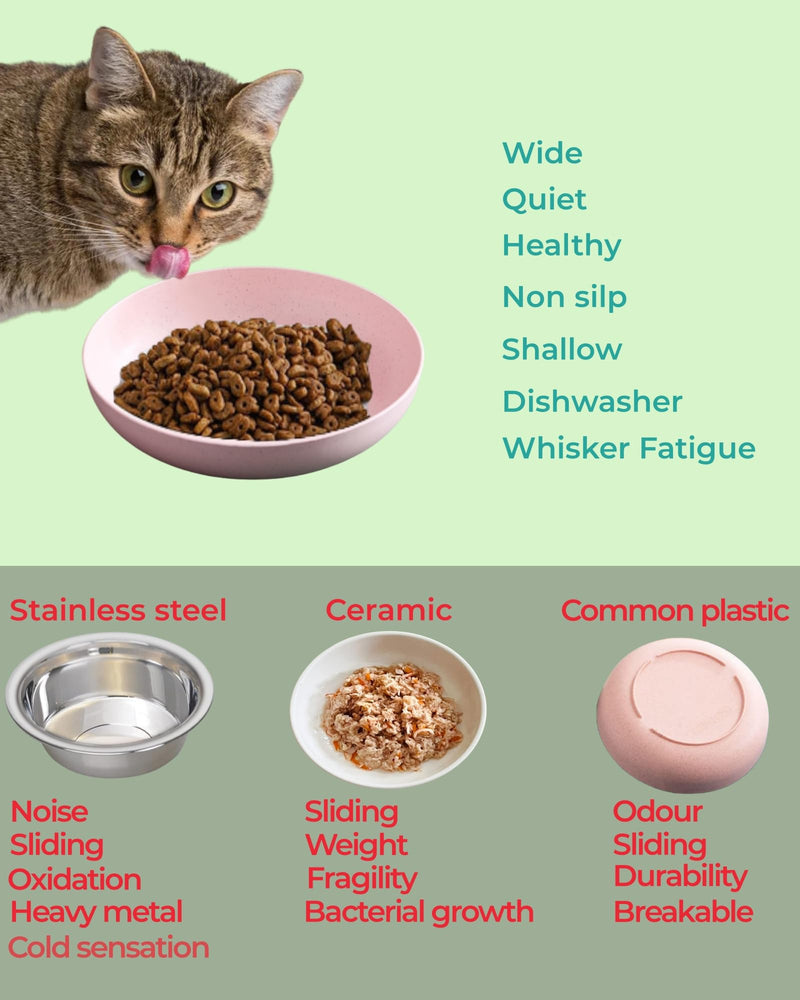 6-Pack Cat Food Bowl with Non Slip Feet, Whisker Fatigue Cat Dishes for Food, Shallow Kitten Bowls Set for Indoor Cats, 5.5" Flat Cat Plates for Wet Food - PawsPlanet Australia
