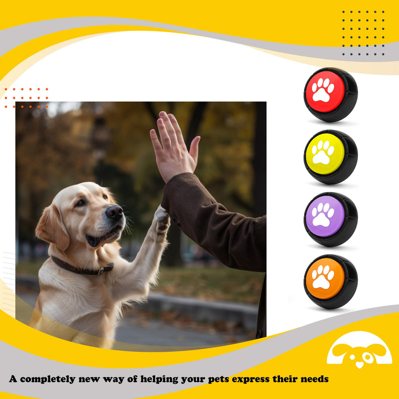 PetnBeyond Dog Talking Buttons - Communication Starter Pack, 4 PCS Dog Training Buttons, 30 Second Record Button for Pet Voice Training, Speaking Buttons for Cats and Dogs, 30s Voice Recordable Pet - PawsPlanet Australia