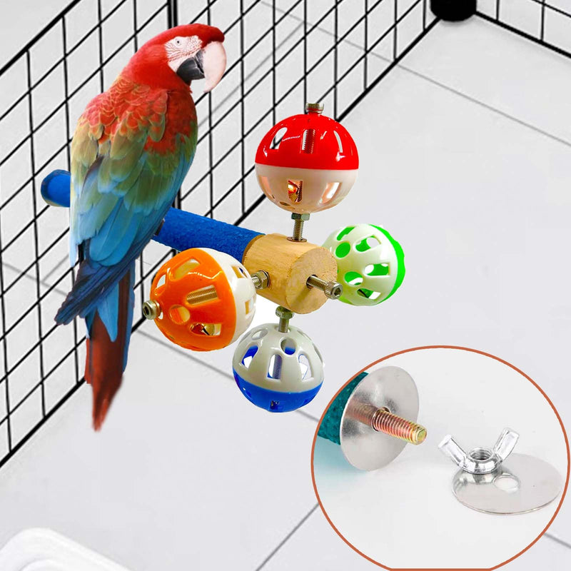 Bird Perch Toy with Rotating Balls Natural Parrot Large Bird Stand Perches Toy Wood Rotate Spinning Balls for Cage Parakeet Budgies Parrotlets Lovebird Cockatiels Conure Macaw African Greey - PawsPlanet Australia