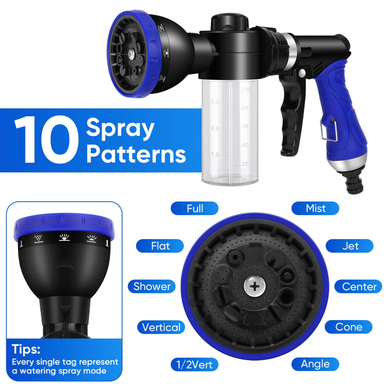 Pet Bathing Sprayer Kit,10 Spray Patterns, Adjustable Hose Wash Sprayer with 4 to 8 Bars Foam Blaster,Suitable for Pet Washing, Car Cleaning and Garden Use with 1/2” Quick Connector - PawsPlanet Australia