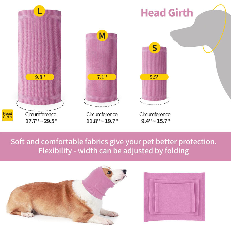 Nanaki Dog Hood No Flap Ear Wrap, Quiet Dog Headband Dog Head Cover No Shake Ear Wrap Dog, The Grooming and Force Drying Pet Ear Protector for Anxiety Relief Calming Dog Ear Covers for Noise Medium Pink - PawsPlanet Australia