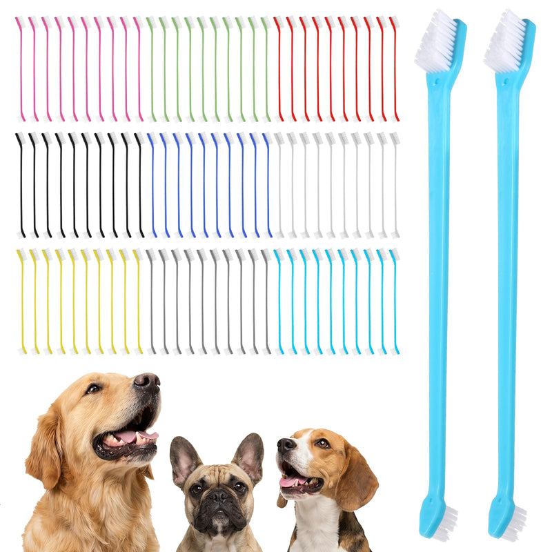 180 Pcs Dog Toothbrush Bulk, Dual Headed Dental Brushes, Long Handle Pet Tooth Brush, Puppy Tooth Brushing Kit for Small to Large Dogs, Cats, and Most Pets, Oral Care Supplies, 9 Colors