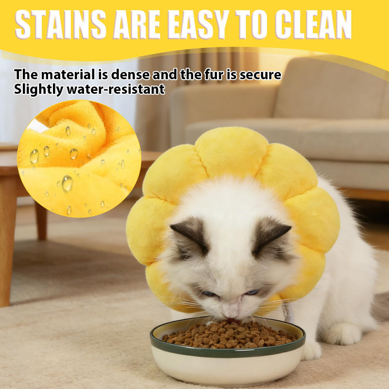 Cat Collar, Soft Flowers Elizabethan Cat Collar, Lick Protection Cat Collar for Cats Small Dogs After Surgery - Yellow, L Groß
