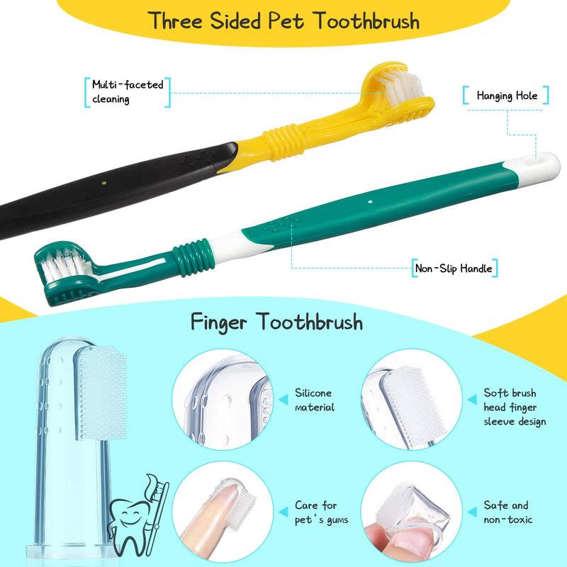 7 Pieces Dog Teeth Cleaning Kit Includes Dental Tooth Scaler and Scraper Stainless Steel Tarter Remover Scraper 3 Head Dog Toothbrush and Silicone Dog Finger Toothbrush Dog Plaque Remover Tools