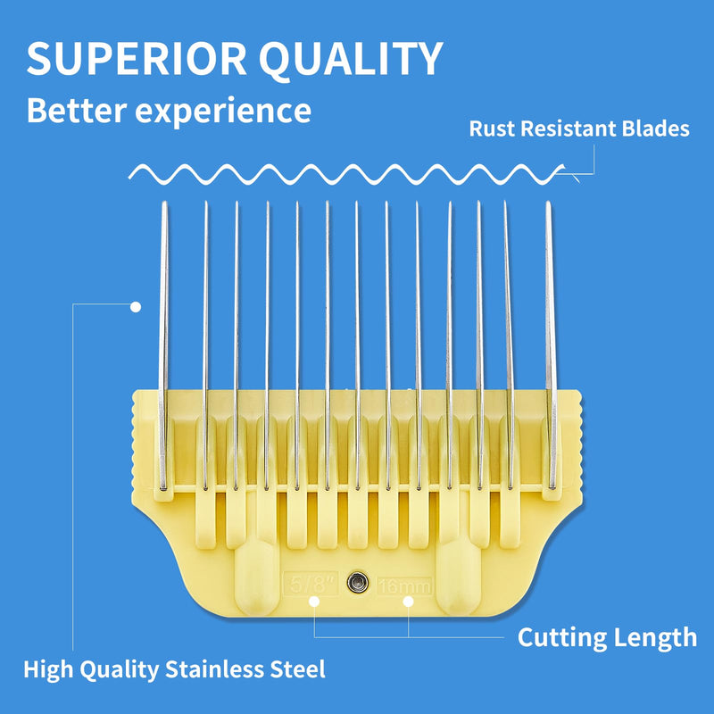 16MM 5/8Inch Pet Grooming Clipper Attachment Guard Comb, for Wide A5 Blades, Compatible with Andis, Conair, Wahl, Laube, Thrive, Bucchelli, or other A5 Series, Only Fit for 10W/15W/30W Wide Blade 16mm or 5/8" - PawsPlanet Australia