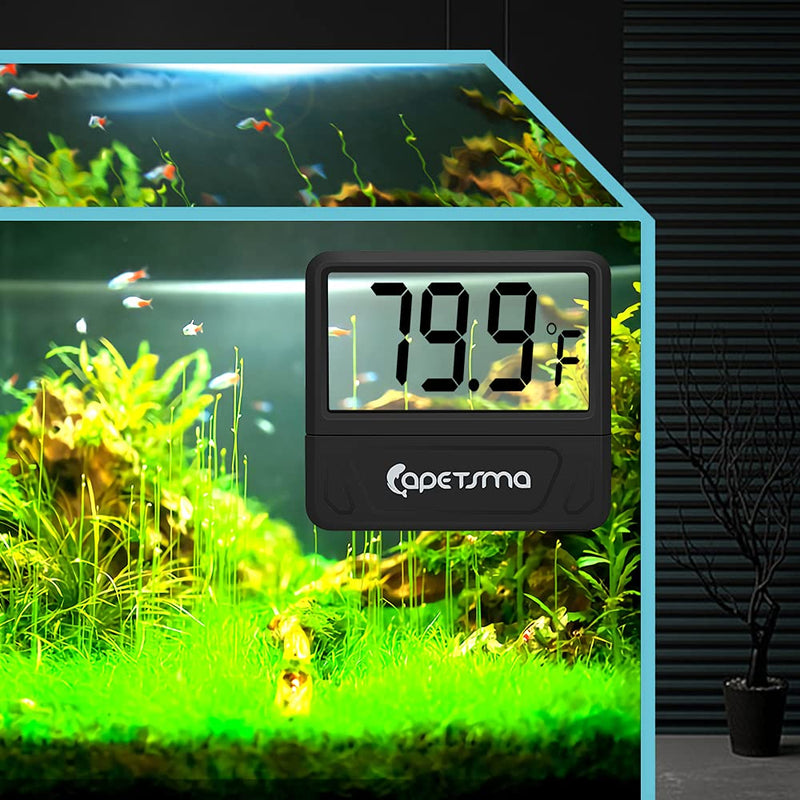 capetsma Aquarium Thermometer Digital Fish Tank Thermometer Accurate Reptile Thermometer Temperature Gauge with Large LCD Screen