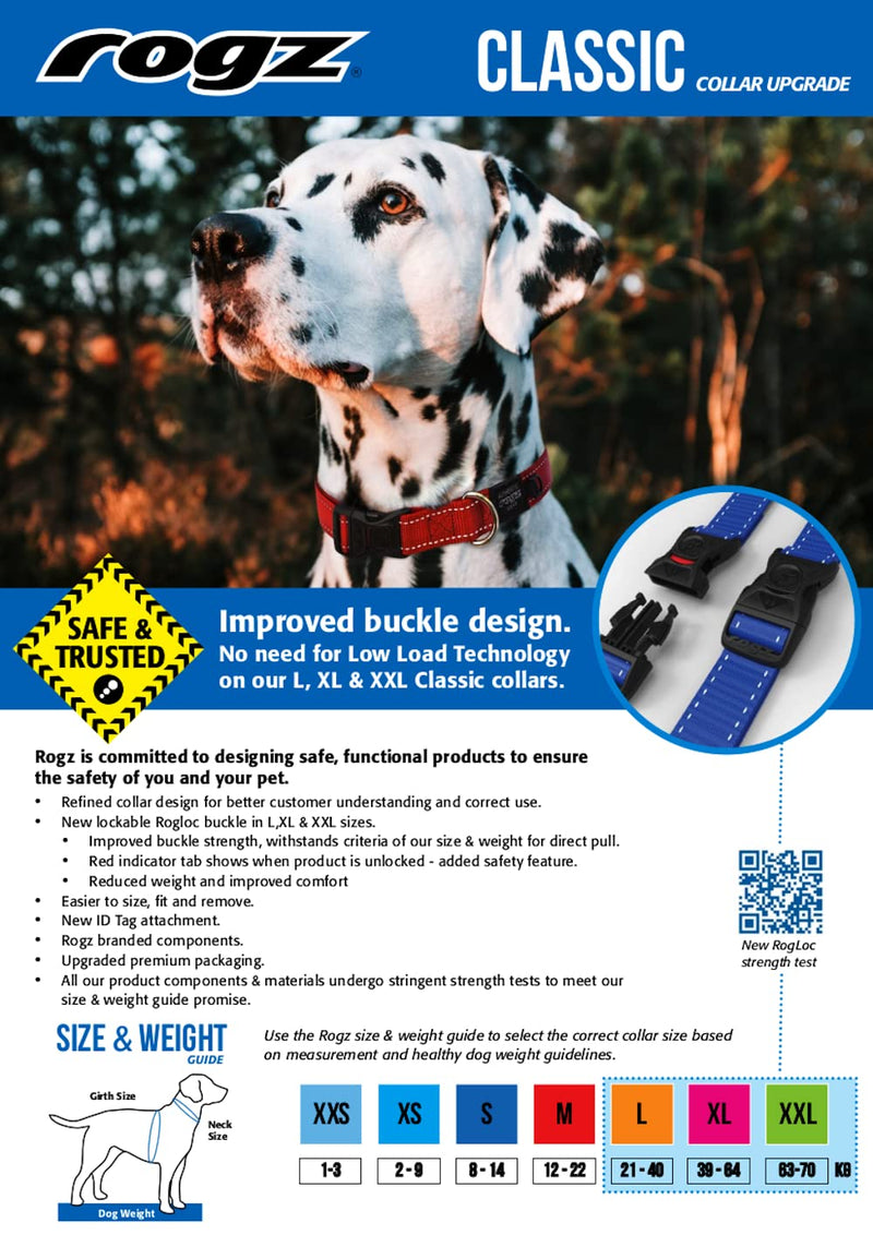 Reflective Dog Collar for Large Dogs, Adjustable from 13-22 inches, Red 3/4" Large