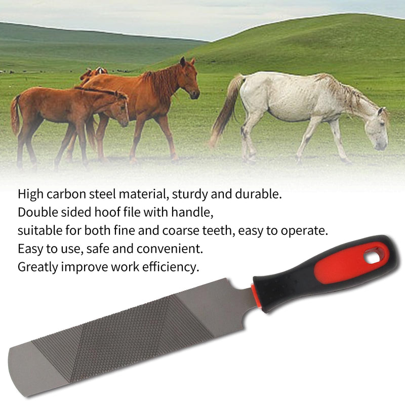 USUNFARN 12 Inches Hoof Rasp for Horses,Carbon Steel Hoof Picks for Horses with Rubber Handle,Double-Sided Hoof Farrier Rasp,Suitable for Horse/Goat/Cow/Donkey/Animal Hooves Farrier Tools (12 Inch)