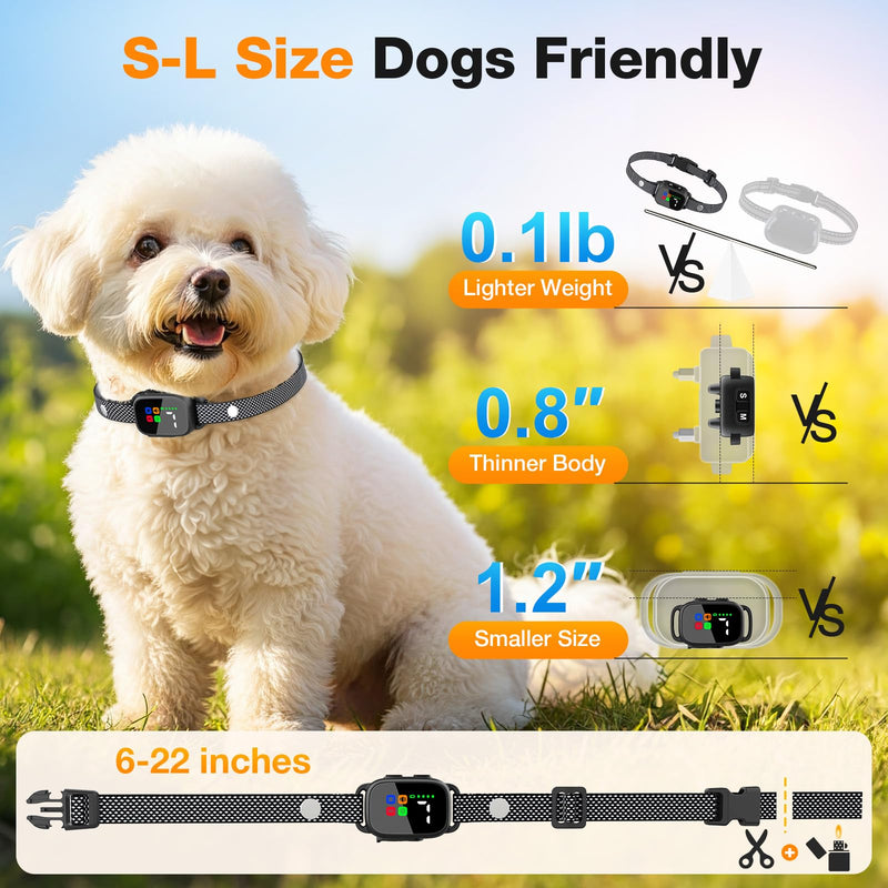 Dog Bark Collar for Small Medium Large Dogs, Rechargeable Smart Training Collar with Beep & Vibration, 7 Adjustable Sensitivity Levels, Ultra-Light 0.08lbs, IPX6 Waterproof, Long-Lasting Battery - PawsPlanet Australia