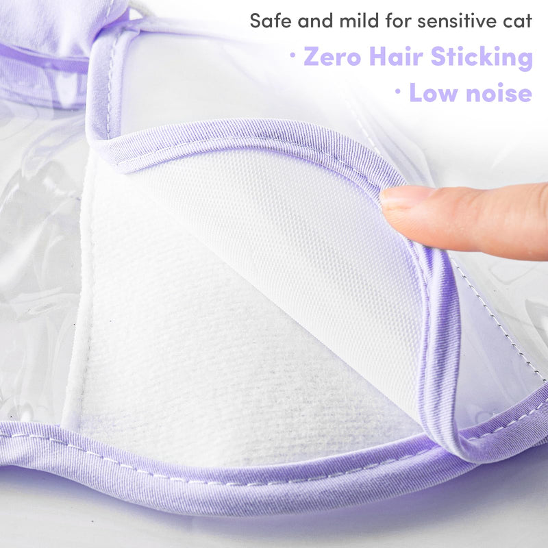 BENCMATE Cat Cone, Drawstrings Cat Cone Collar with Low Noise Fasteners, Transparent Cat Recovery Collar, Licking and Scratching Free Cone, Extra Soft Cat Surgery Collar (Purple,Medium) [Neck:9-10"] Medium Lavender - PawsPlanet Australia