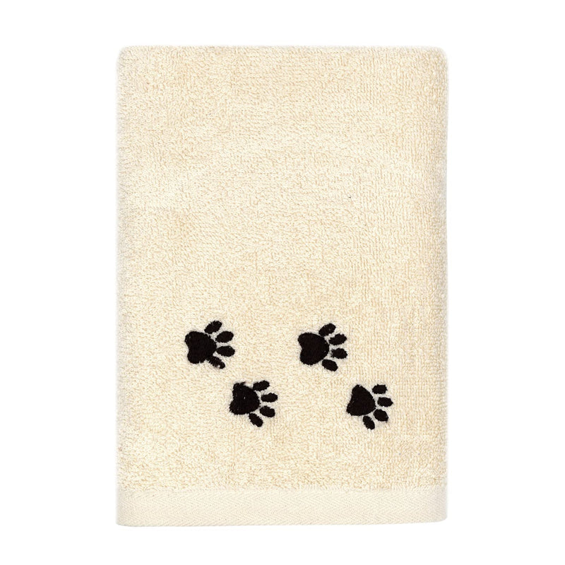 DAN RIVER 100% Cotton Dog Bath Towel Ultra Soft 450 GSM Super Absorbent Quick Drying Paw Embroidered Pattern and Lint-Free Cat, Puppy & Pet Grooming Towel | 20x40 inches | Cat Hair, Short Bread Shortbread - PawsPlanet Australia