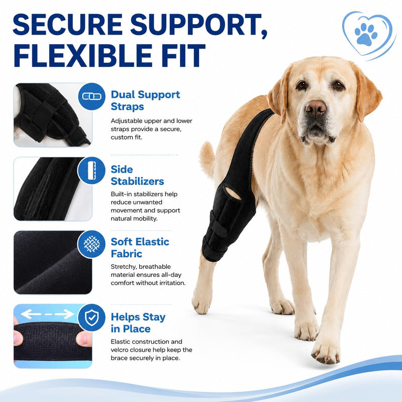 Dog Elbow Protector Pads, Canine Leg Brace with Adjustable Straps, Soft Support Wrap for Front Hind Limbs, Anti Slip Sleeve for Elbow Shoulder Knee (S)