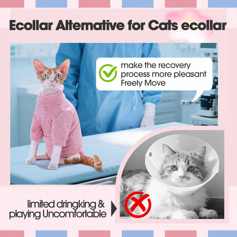 Cat Recovery Suit for Foreleg, Cat Surgical Spay Suit Sleeves to Stop Licking, Long Leg Sleeve Wound Cover Abdomen Kitten Onesie Light Pink Medium